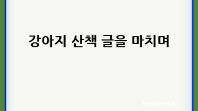 우리 동네 최고의 강아지 산책 코스🐾